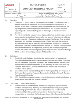 Conflict Minerals Policy