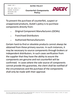Counterfeit Components Policy